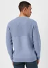 Blue Ribbed Texture Crew Neck Jumper - Small Image 2