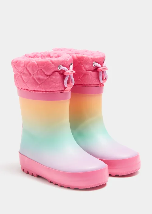 Girls Pink Lined Wellies (Younger 4-12) - Size 4 Infants Image 1
