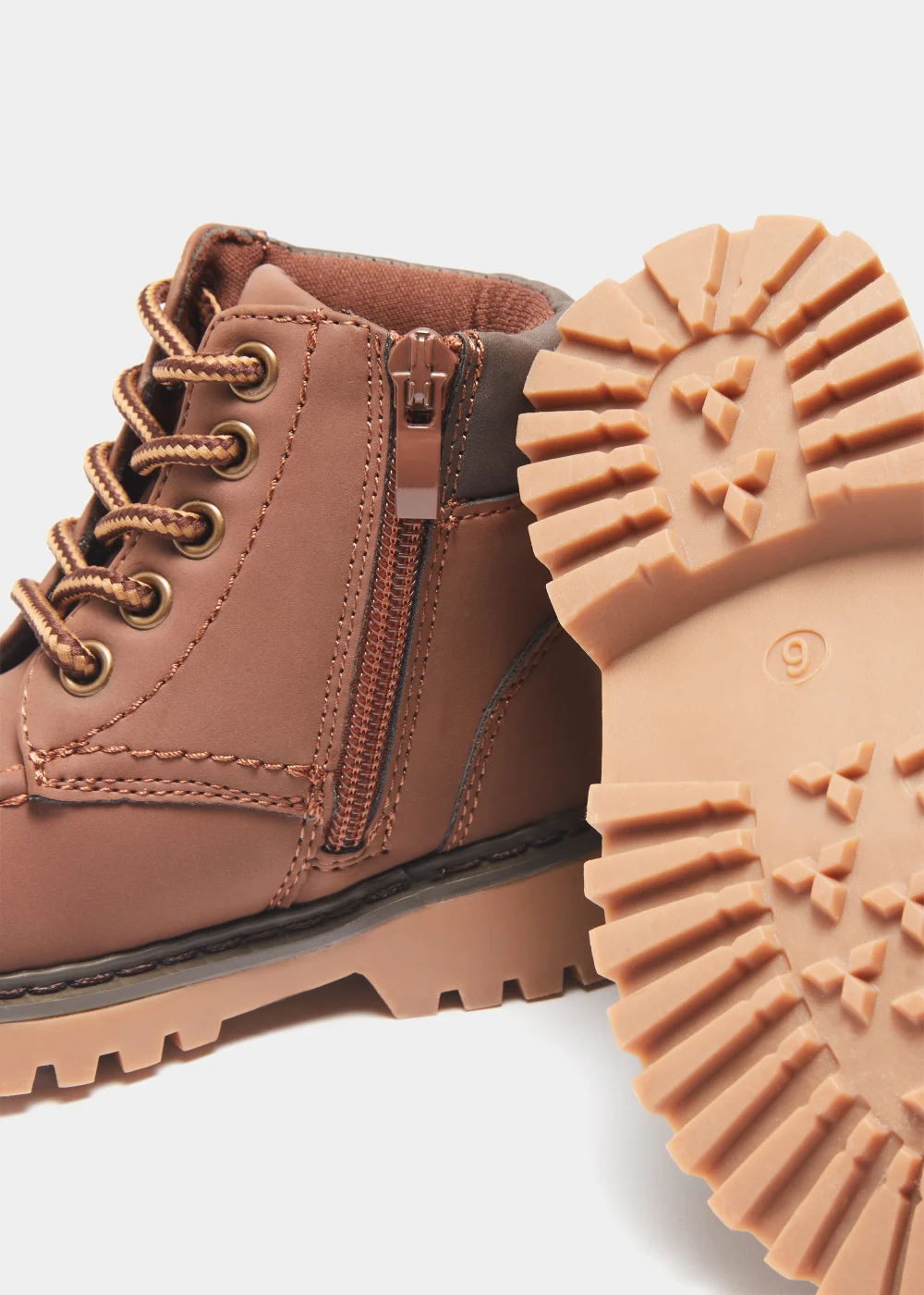 Boys Chocolate Brown Lace Up Boots - Size 4 Infants Image 2