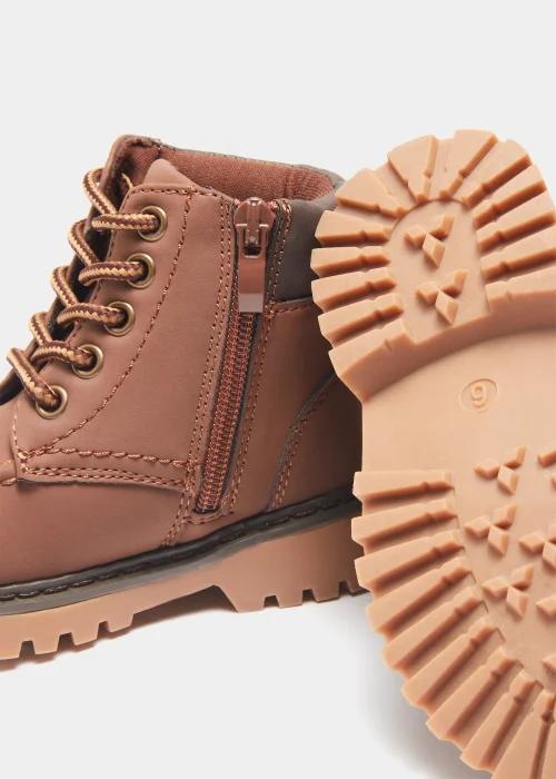 Boys Chocolate Brown Lace Up Boots - Size 4 Infants Image 2