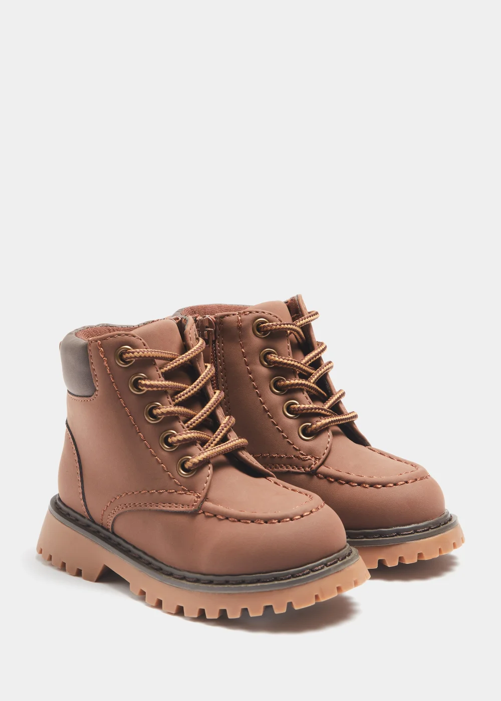 Boys Chocolate Brown Lace Up Boots - Size 4 Infants Image 1
