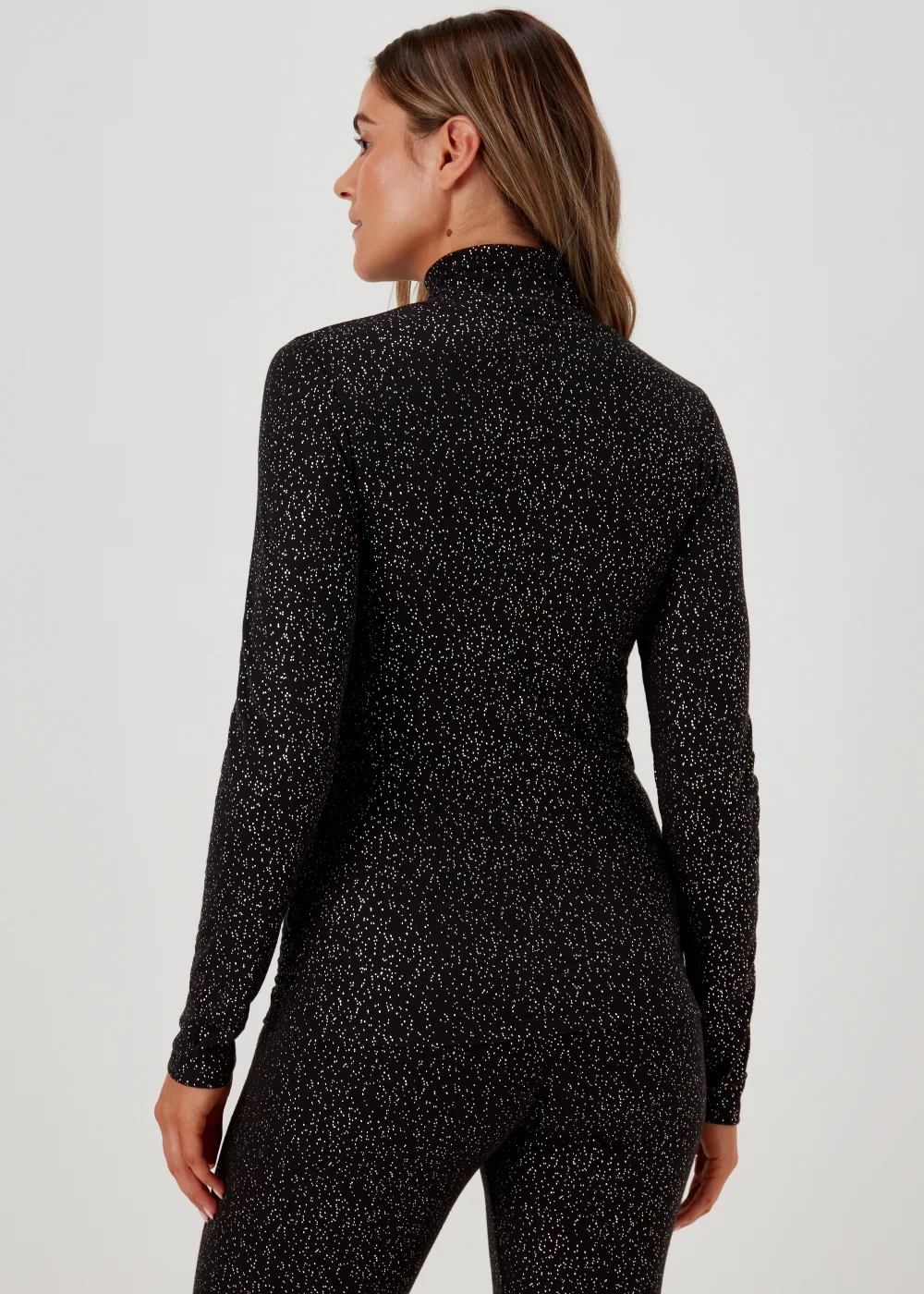 Black Thermal Polo Neck Top - Size 8-10 Image 2