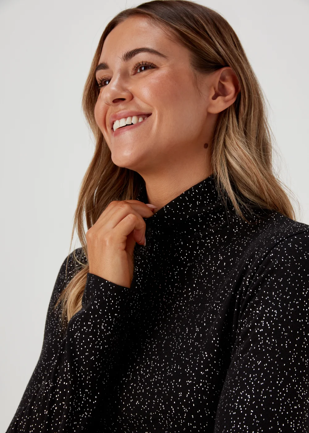 Black Thermal Polo Neck Top - Size 8-10 Image 3