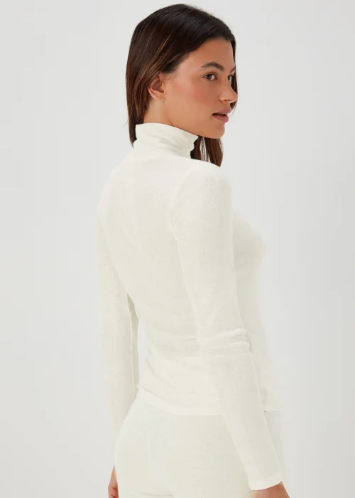 Cream Thermal Polo Neck Top - Size 8-10 Image 2