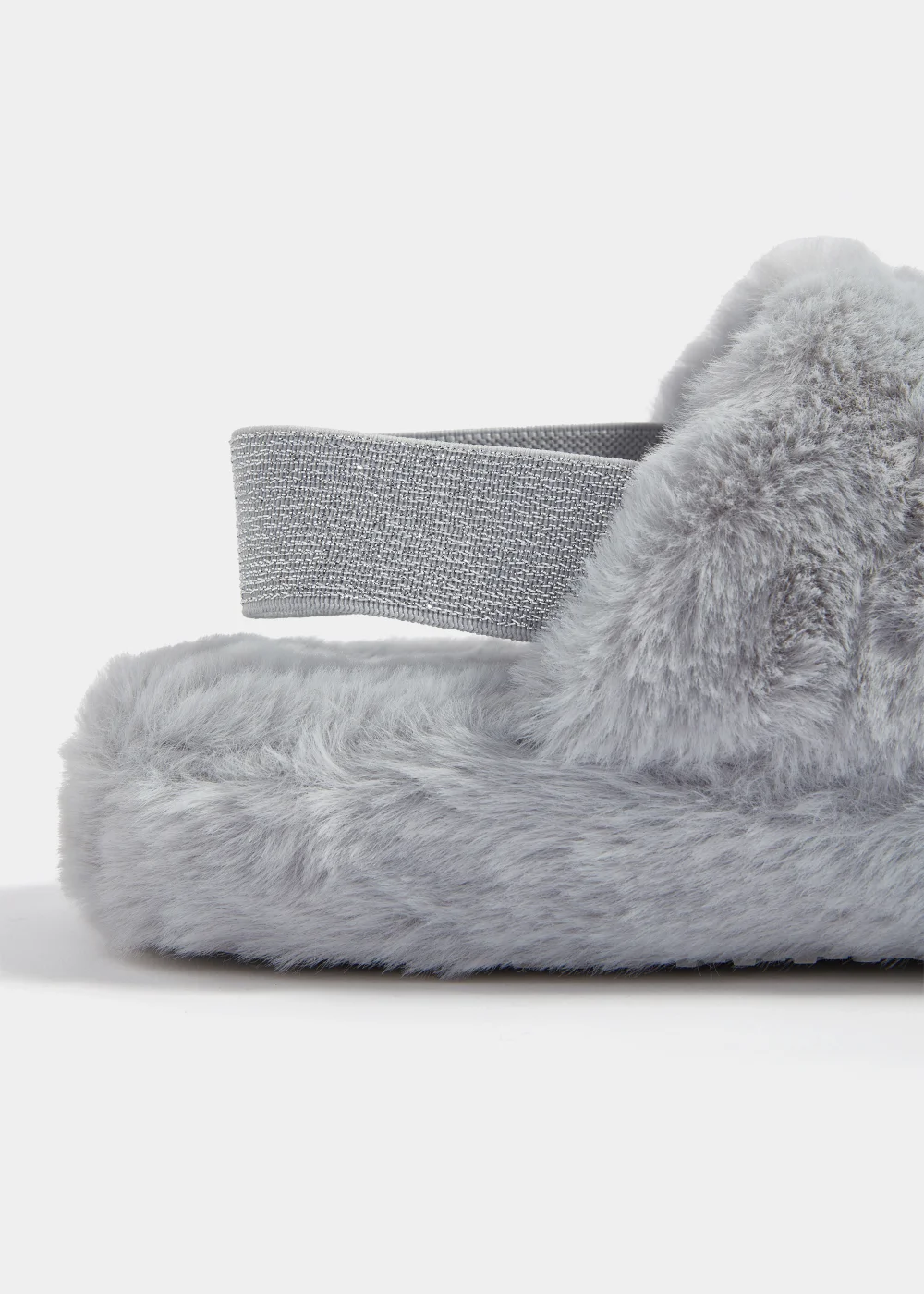 Girls Grey Single Strap Slippers (Younger 10-Older 5) - Size 3 Image 2