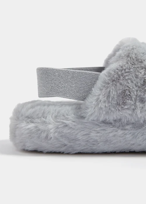 Girls Grey Single Strap Slippers (Younger 10-Older 5) - Size 3 Image 2