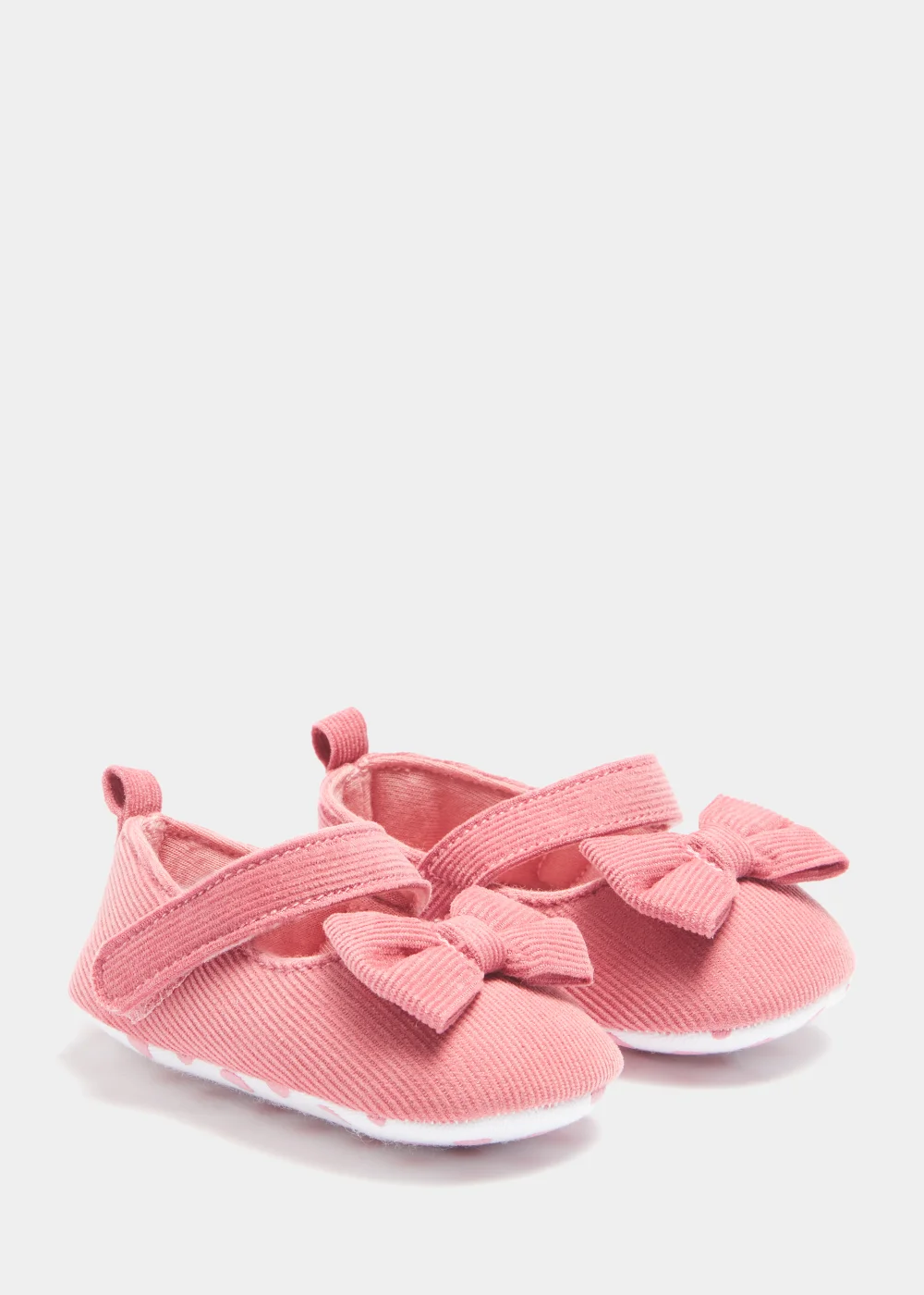 Pink Cord Soft Sole Baby Ballet Flats (Newborn-18mths) - Age 0 - 3 Months Image 1