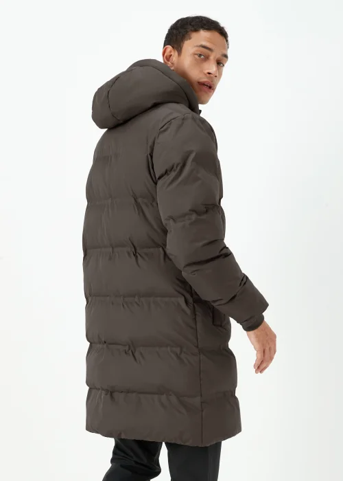 Brown Long Length Showerproof Puffer Coat - S Image 2