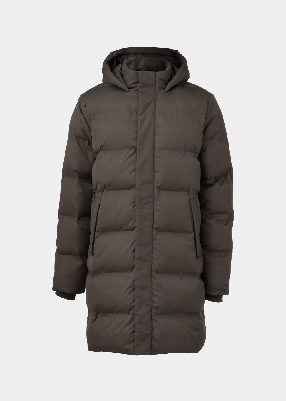 Brown Long Length Showerproof Puffer Coat - S Image 5