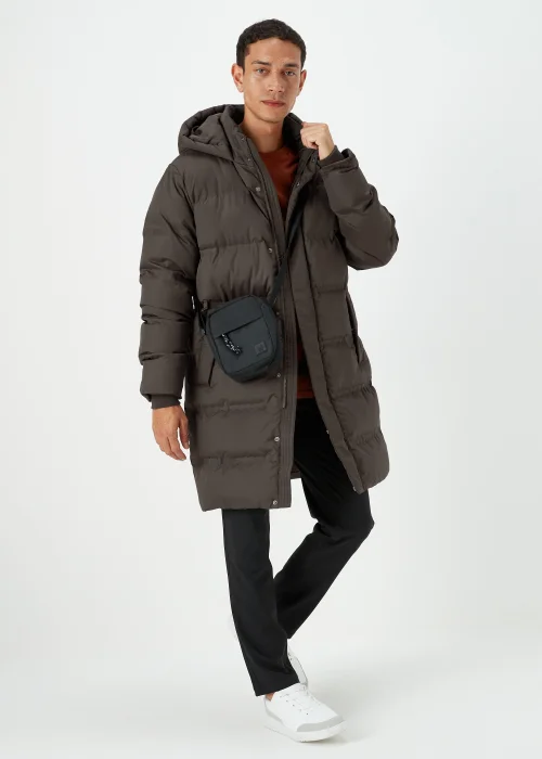 Brown Long Length Showerproof Puffer Coat - S Image 4