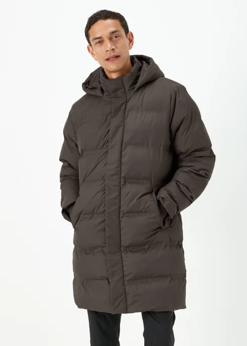Brown Long Length Showerproof Puffer Coat - S Image 1