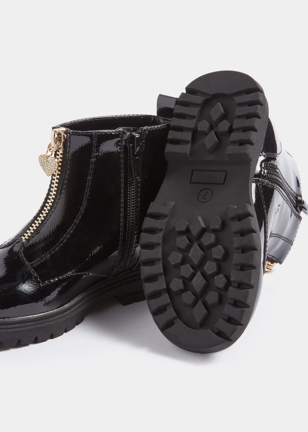 Girls Black Zip Front Boots (Younger 4-9) - Size 4 Infants Image 2