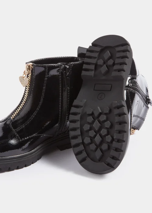Girls Black Zip Front Boots (Younger 4-9) - Size 4 Infants Image 2