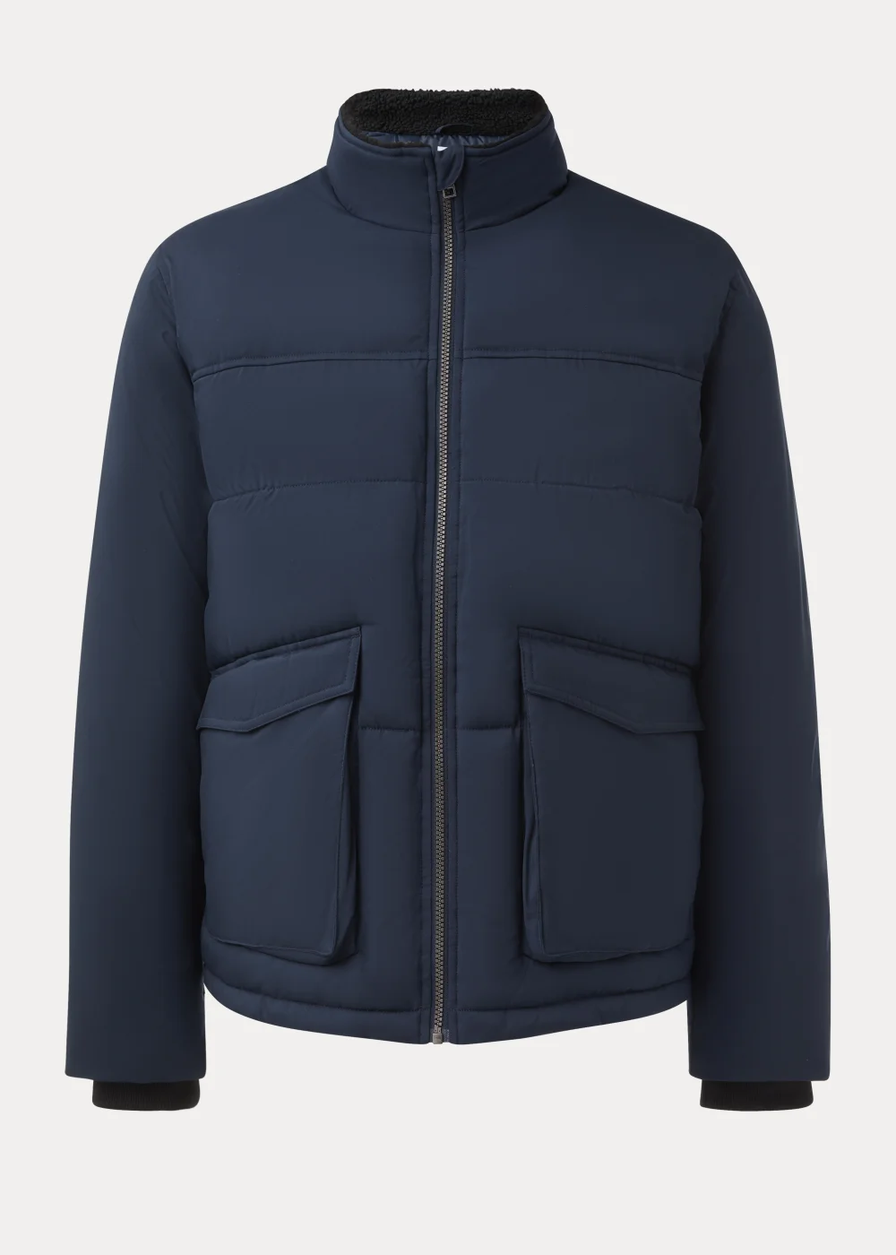 Navy Funnel Neck Water-Resistant Puffa Jacket - S Image 5