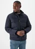 Navy Funnel Neck Water-Resistant Puffa Jacket - S Image 1