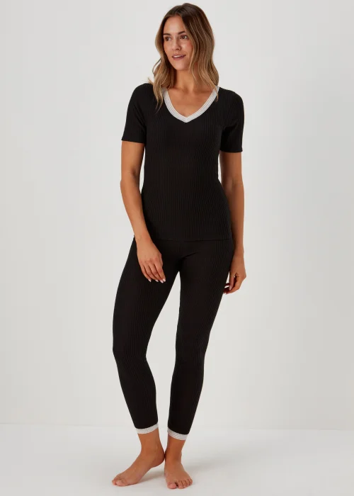 Black Thermal Top & Leggings Set - Size 8-10 Image 1