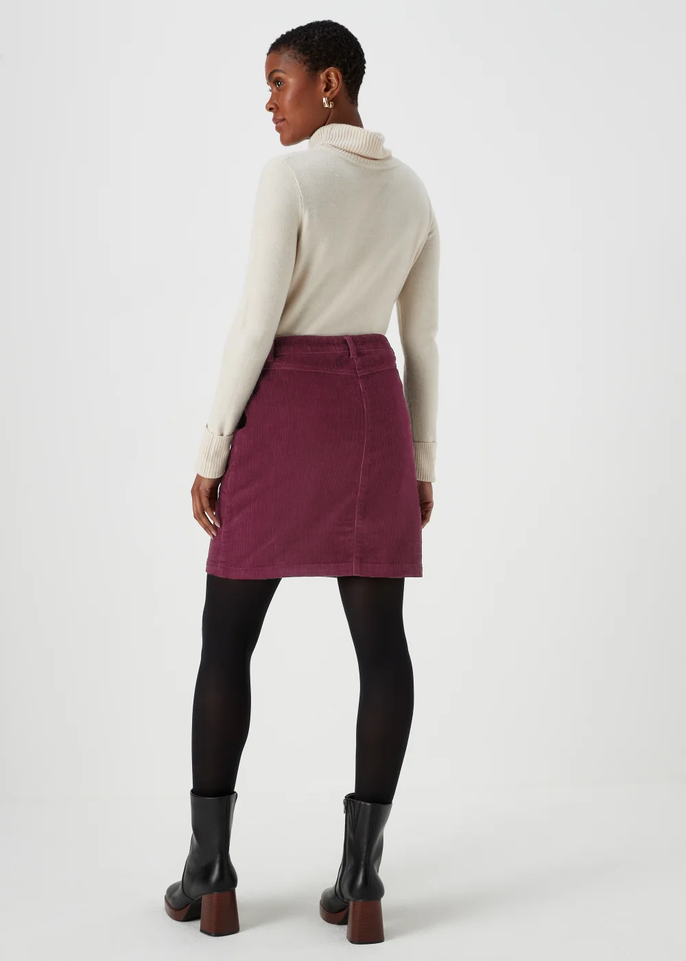 Burgundy Cord Mini Skirt - 8 Image 2
