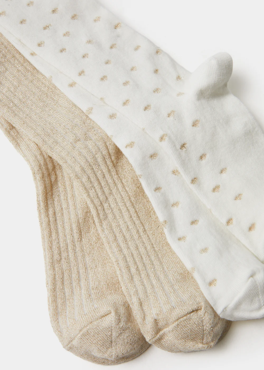 Girls 2 Pack Gold Heart Metallic Tights (2-9yrs) - Age 2 - 3 Years Image 2