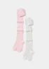 Girls 2 Pack Pink & Grey Floral Tights (2-9yrs) - Age 2 - 3 Years Image 1