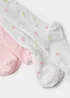 Girls 2 Pack Pink & Grey Floral Tights (2-9yrs) - Age 2 - 3 Years Image 2