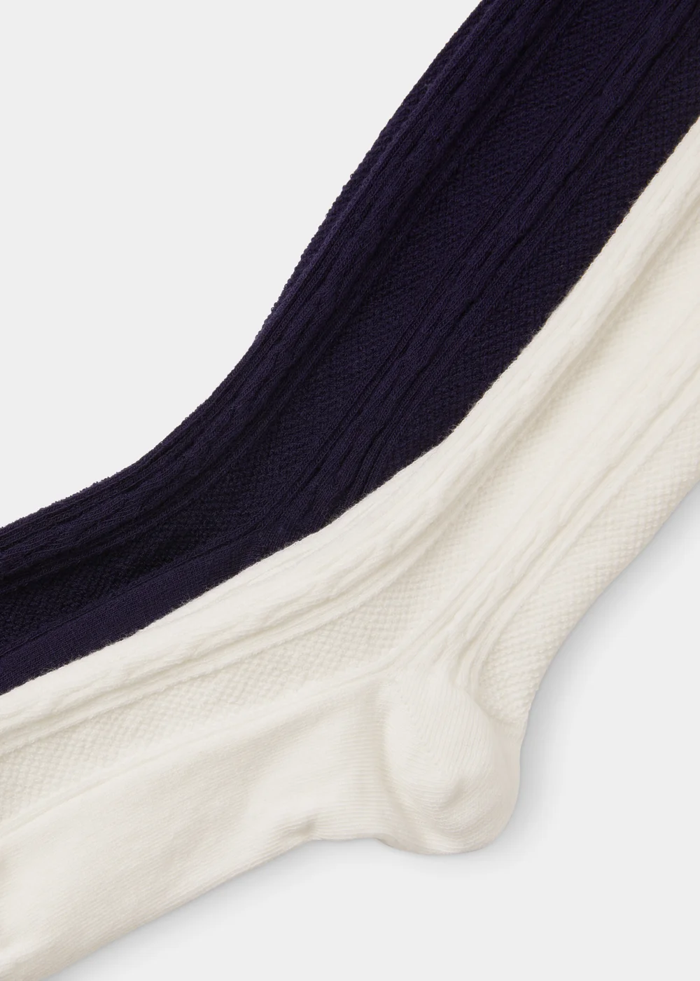 Girls 2 Pack Navy & Cream Cable Knit Tights (2-9yrs) - Age 2 - 3 Years Image 2