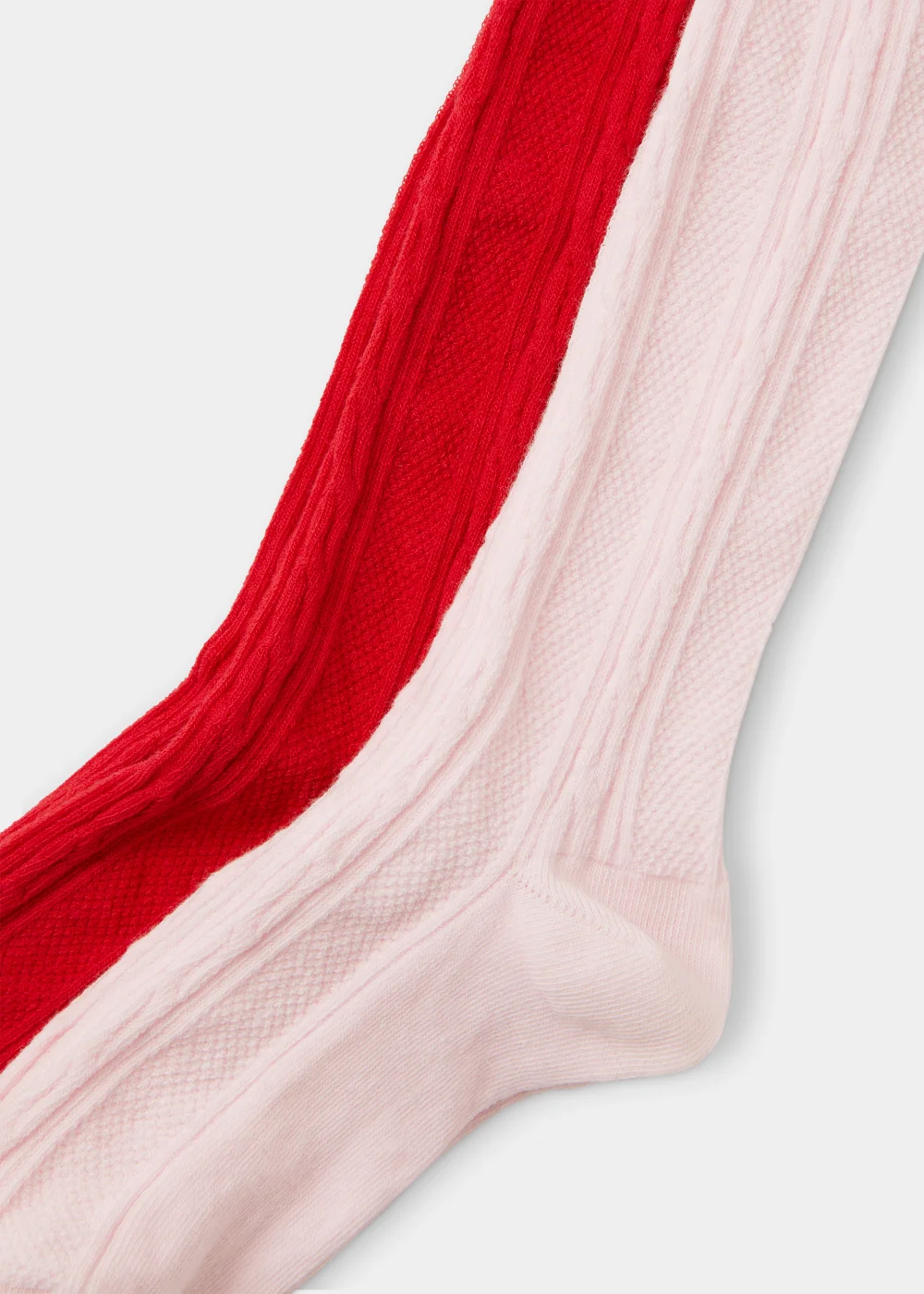 Girls 2 Pack Red & Pink Cable Knit Tights (2-9yrs) - Age 2 - 3 Years Image 2