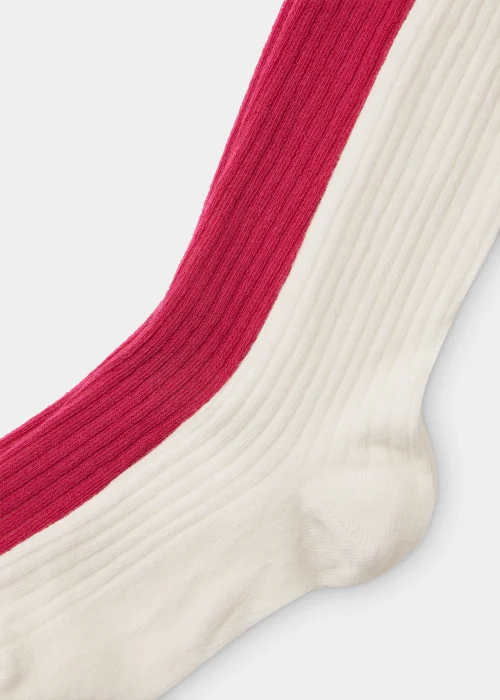 Girls 2 Pack Pink & Cream Ribbed Tights (2-9yrs) - 4-5 Yrs Image 2