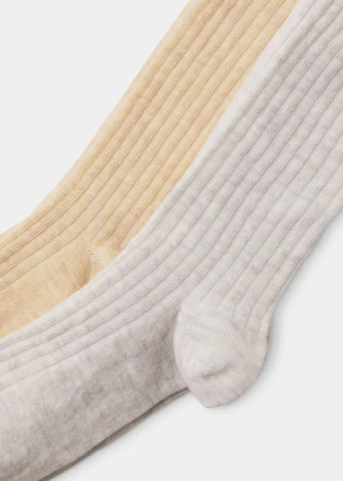 Girls 2 Pack Grey & Oatmeal Ribbed Tights (2-9yrs) - Age 4 - 5 Years Image 2