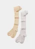 Girls 2 Pack Grey & Oatmeal Ribbed Tights (2-9yrs) - Age 4 - 5 Years Image 1
