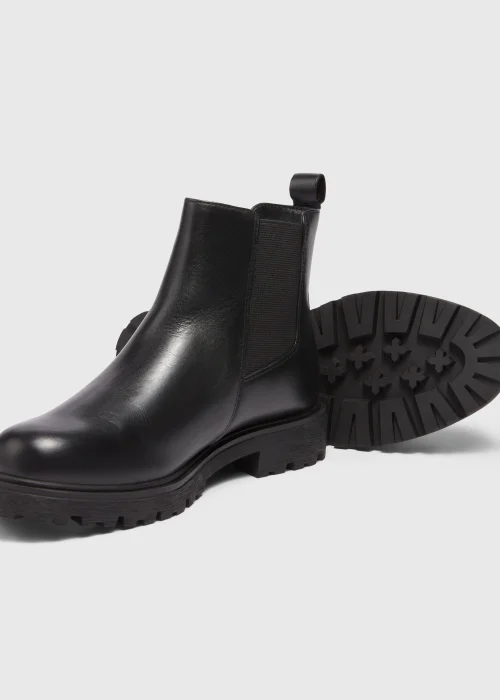 Black Real Leather Cleated Chelsea Boots - Size 3 Image 2