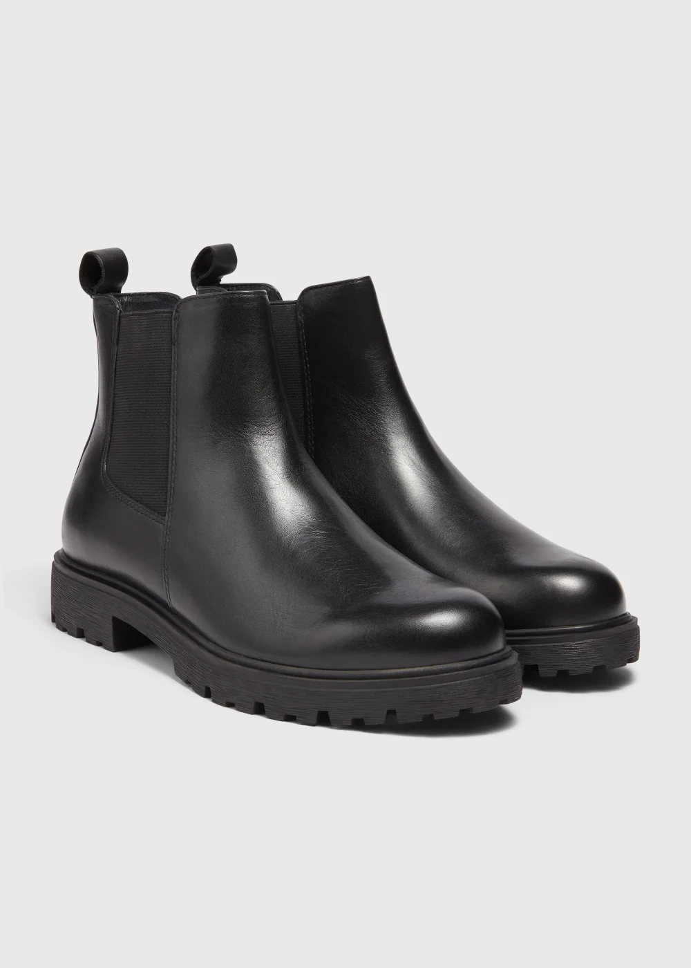 Black Real Leather Cleated Chelsea Boots - Size 3 Image 1