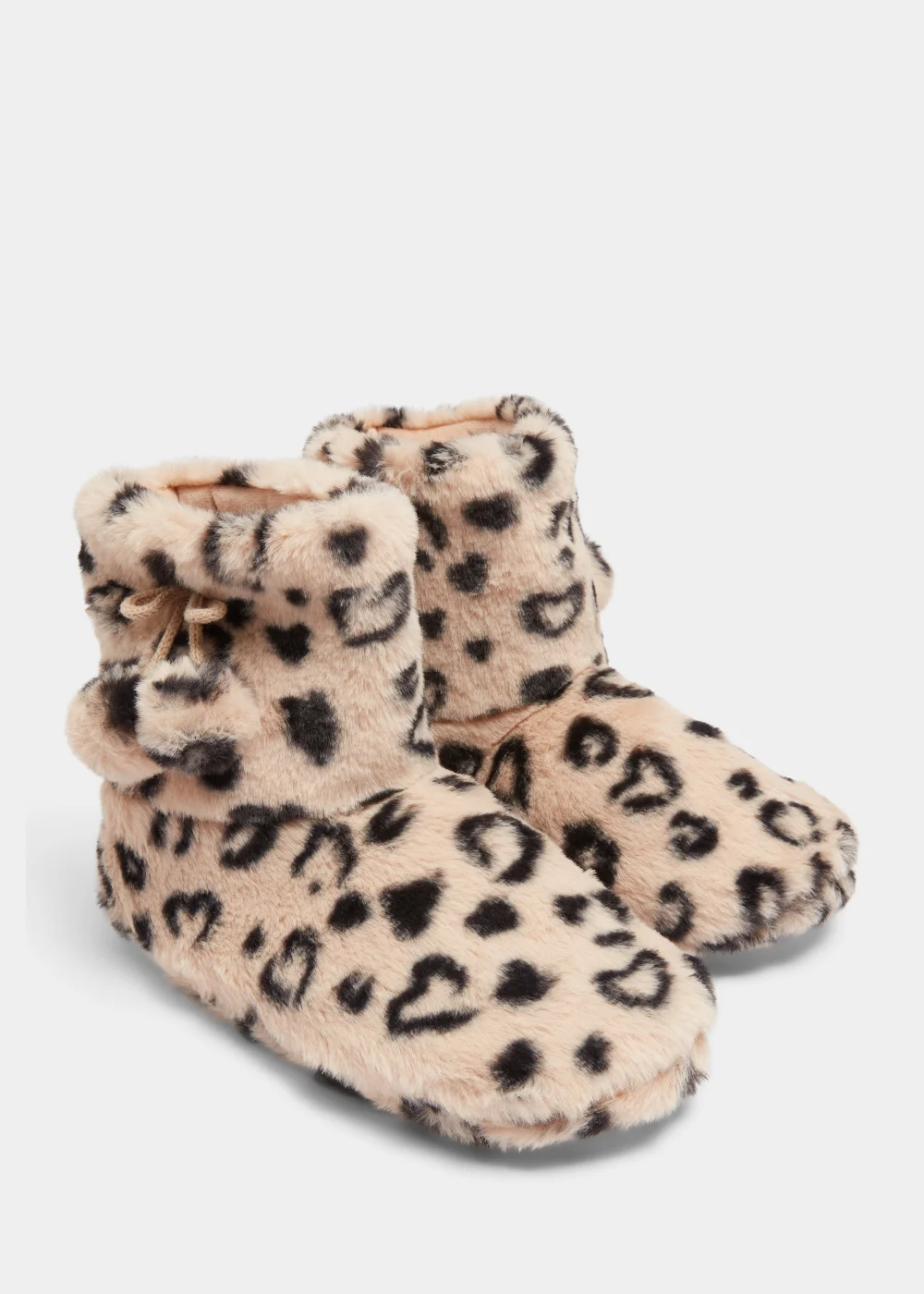 Girls Tan Leopard Print Boot Slippers (Younger 10-Older 5) - Size 1 Image 1