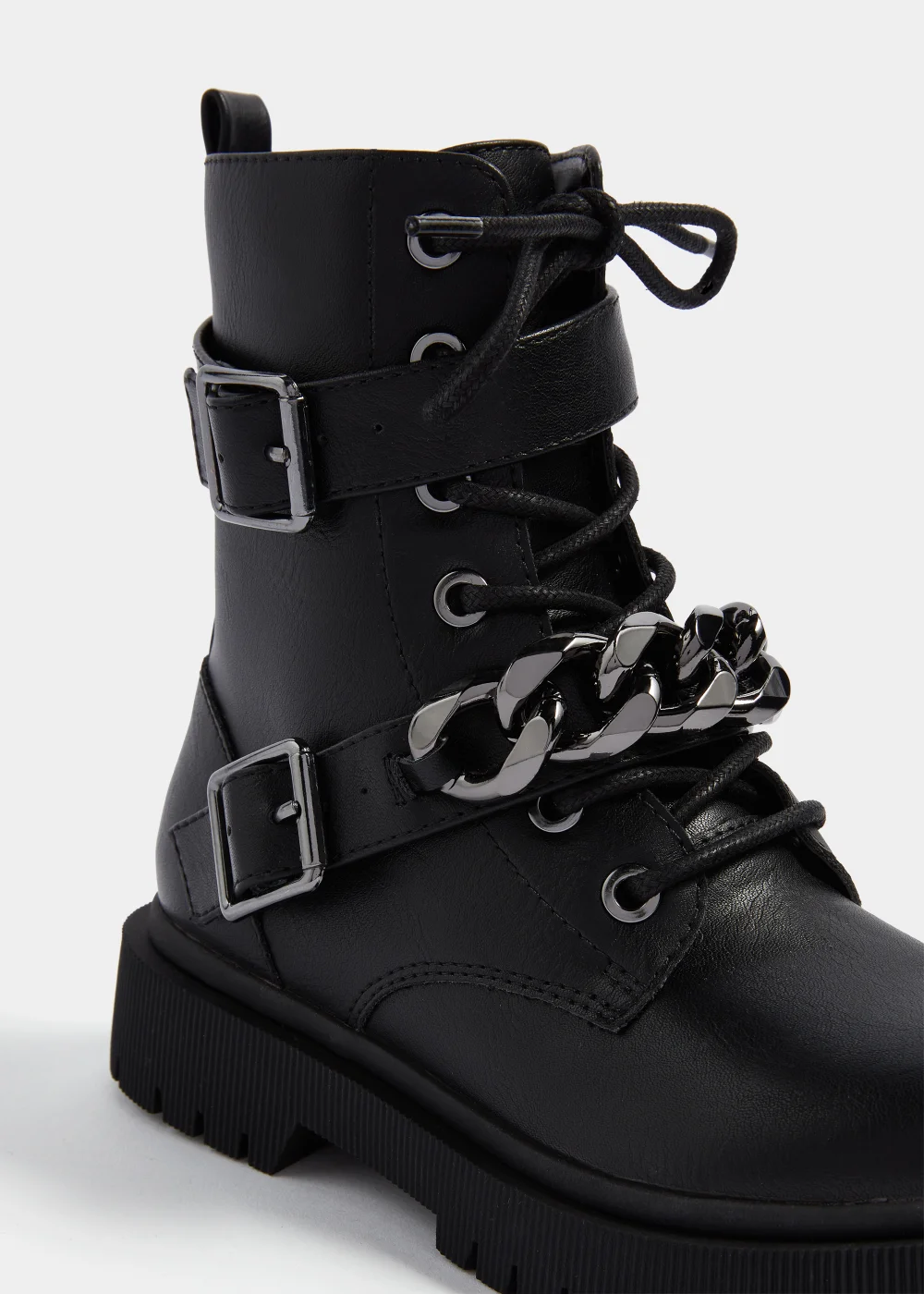 Girls Black Chain Biker Boots (Younger 10-Older 5) - 1 Image 2