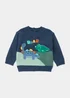 Boys Navy Dinosaur Knitted Jumper (9mths-6yrs) - Age 9 - 12 Months Image 1