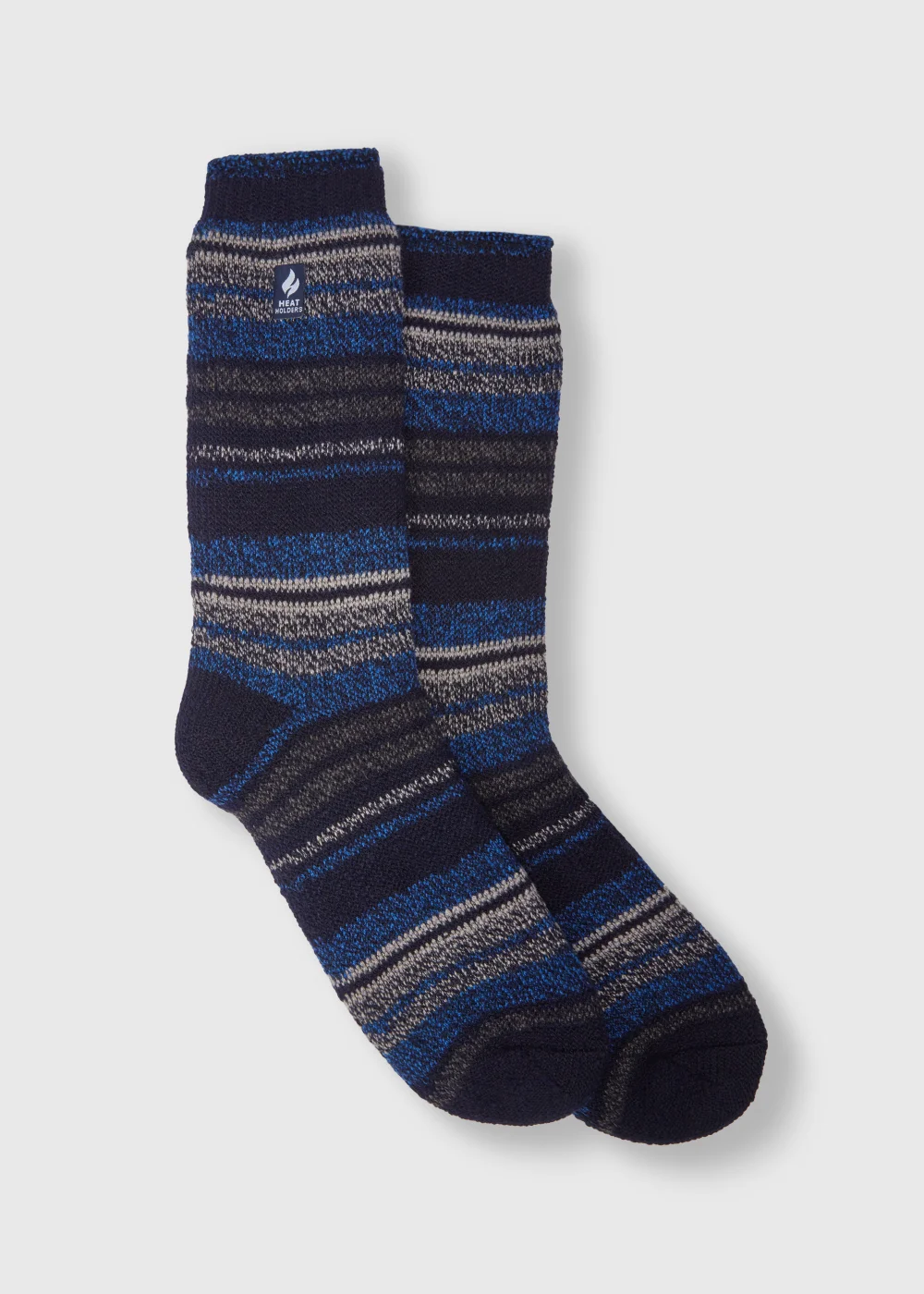 Heat Holders Navy Stripe Socks - 6-11 Image 1