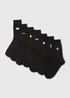 7 Pack Black Sports & Car Embroidery Socks - Sizes 6 - 8.5 Image 1