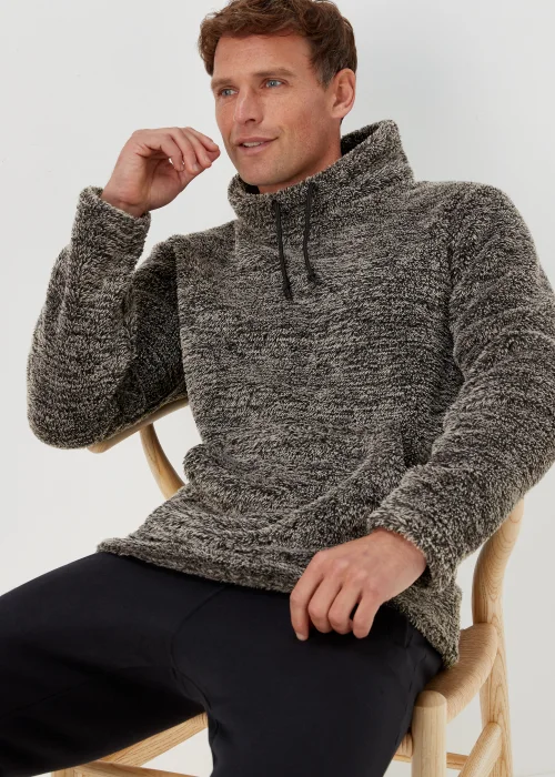 Grey Cowl Neck Fleece Lounge Top - Small Image 3