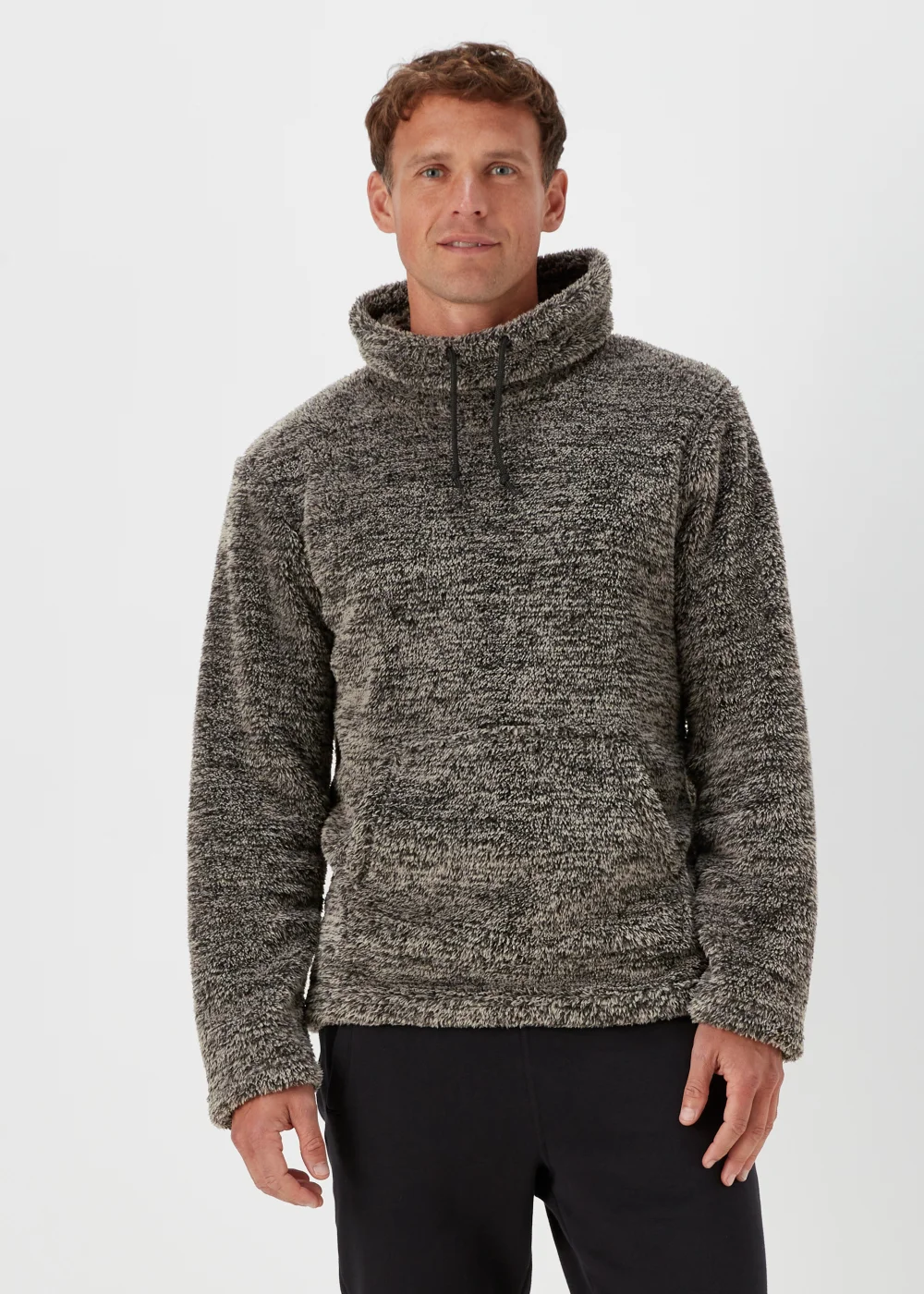 Grey Cowl Neck Fleece Lounge Top - Small Image 1