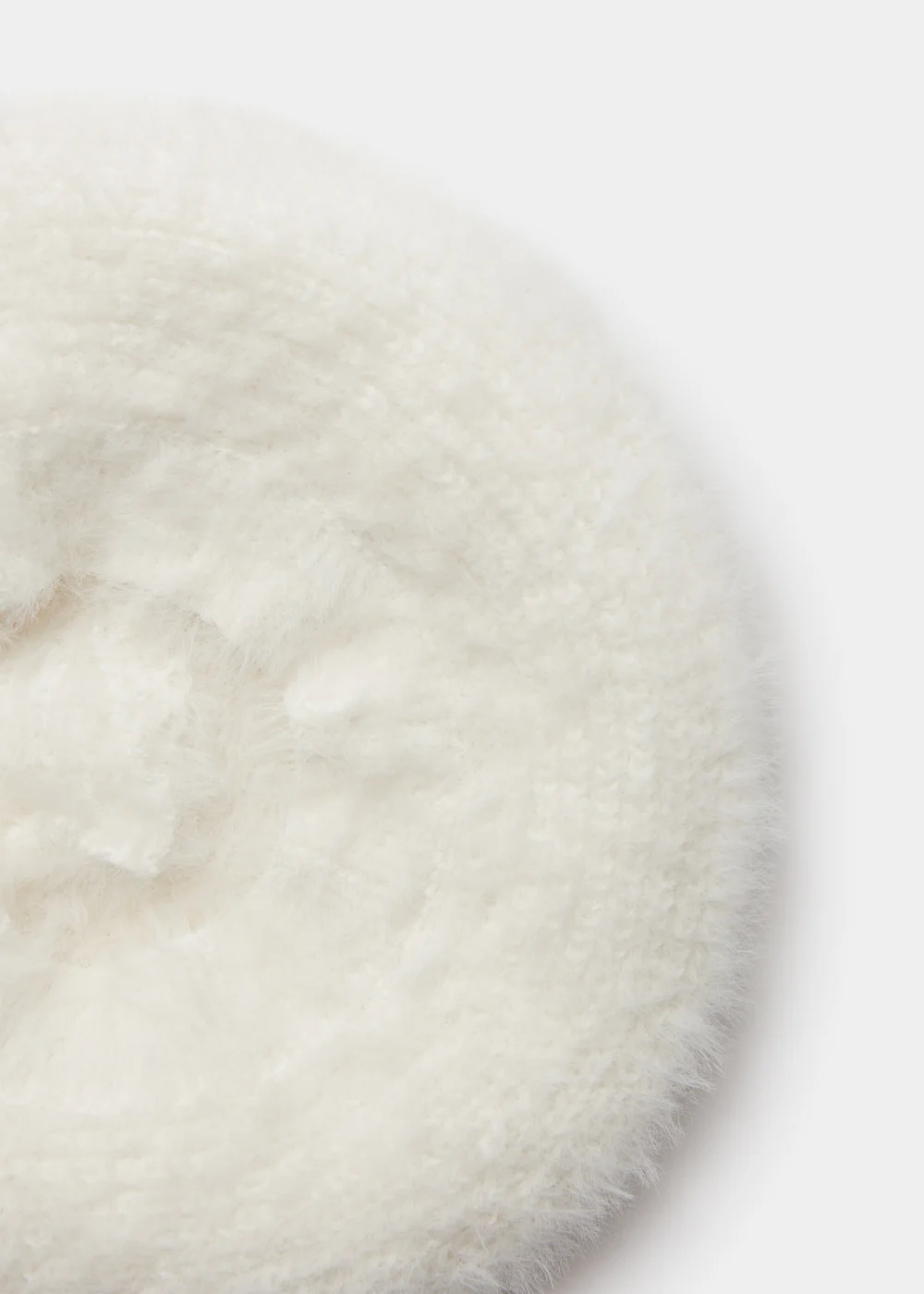 Girls Cream Fluffy Knitted Beret (7-13yrs) - Age 7-10 Years Image 2