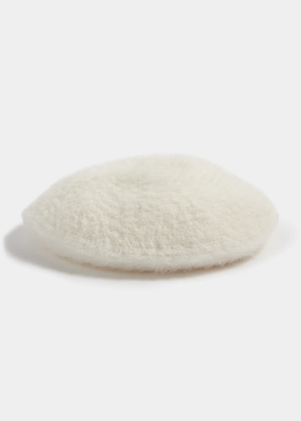 Girls Cream Fluffy Knitted Beret (7-13yrs) - Age 7-10 Years Image 1
