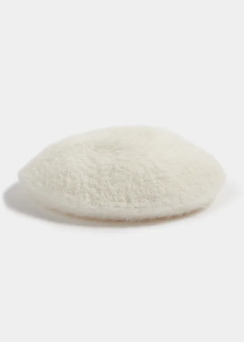 Girls Cream Fluffy Knitted Beret (7-13yrs) - Age 7-10 Years Image 1