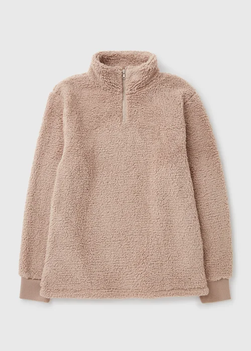 Stone 1/4 Zip Fleece Lounge Top - S Image 4