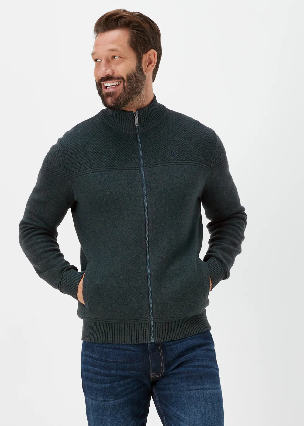 Lincoln Green Funnel Neck Zip Up Jumper - S Image 1
