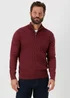 Burgundy Textured 1/4 Zip Jumper - Small Image 1