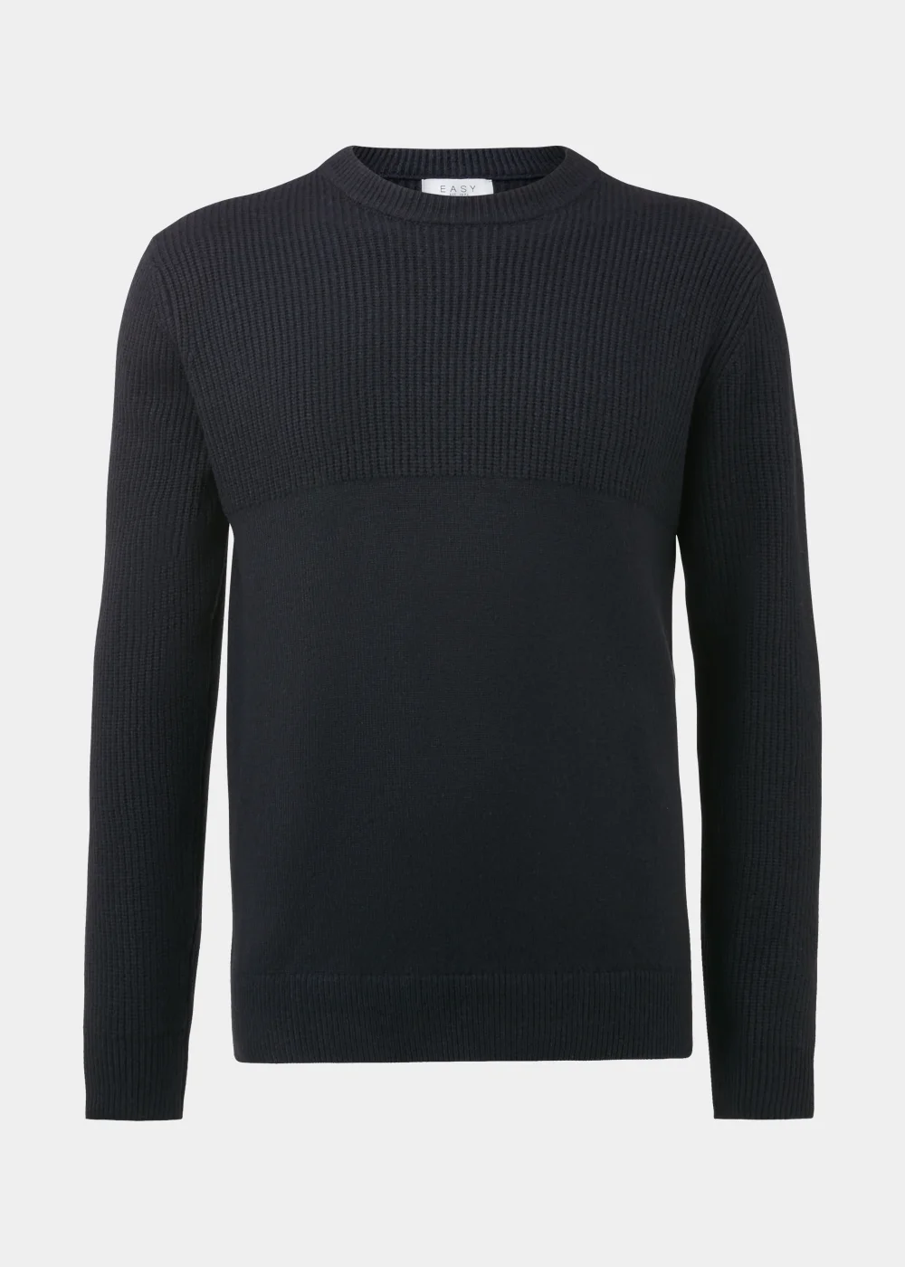 Navy Ribbed Texture Crew Neck Jumper - Small Image 5