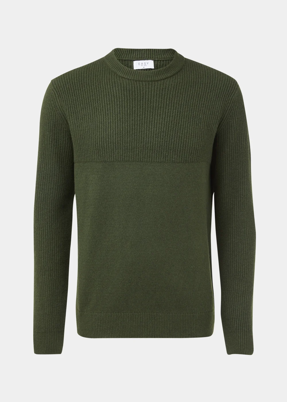 Khaki Ribbed Textured Crew Neck Jumper - S Image 5