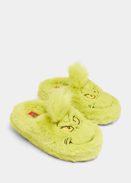 Kids Green The Grinch Christmas Mule Slippers (Younger 10-Older 6) - Size 1 Image 1
