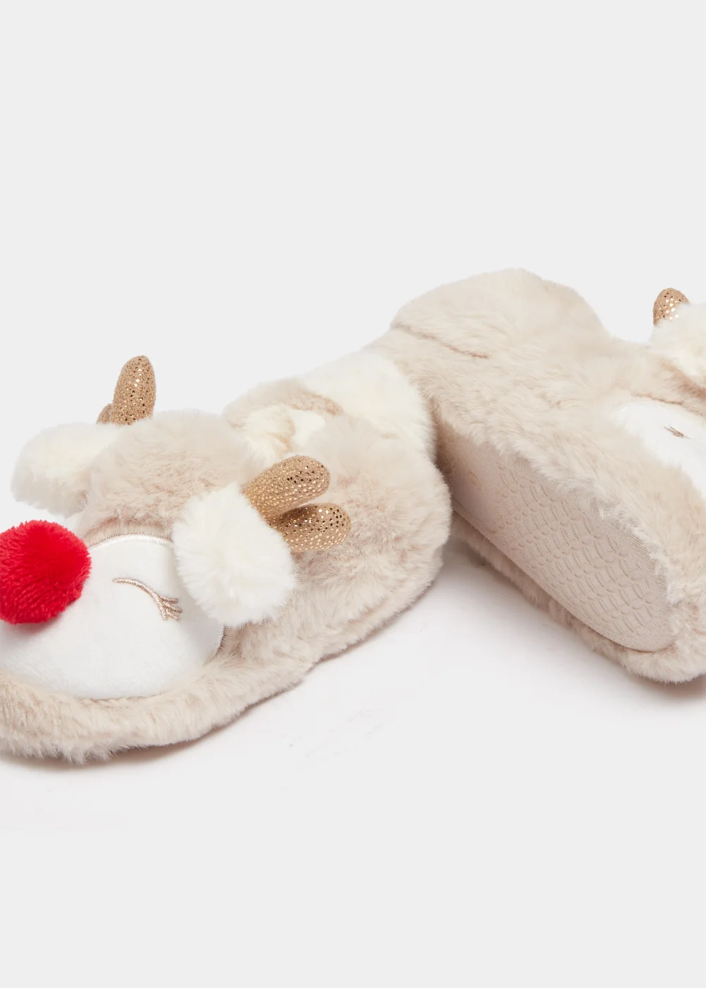 Kids Oatmeal Christmas Reindeer A-Line Slippers (Younger 4-Older 5) - Size 4 Infants Image 2
