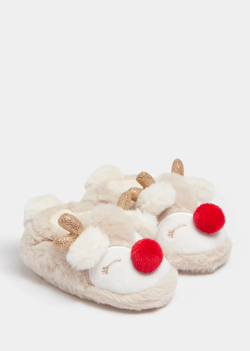 Kids Oatmeal Christmas Reindeer A-Line Slippers (Younger 4-Older 5) - Size 4 Infants Image 1