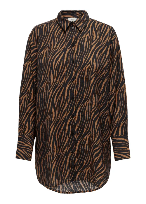 JDY Barbara Brown Zebra Print Shirt - Size 8 Image 5